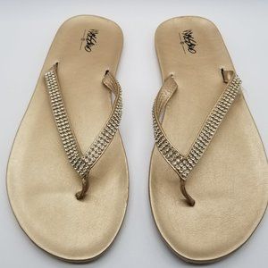 Mossimo Gold and Rhinestone Flip Flops